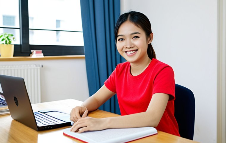 학생의 온라인 학습 목표 설정하기 - Motivating Study Session**
Prompt: A young Vietnamese woman, fully clothed in a casual outfit (jean...