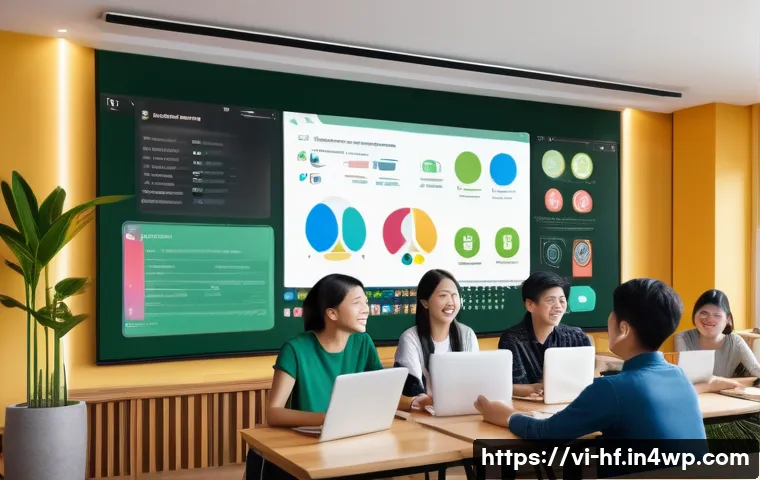 가상 학습 환경에서의 교수법 - A modern virtual classroom scene featuring a diverse group of Vietnamese students engaging with an o...