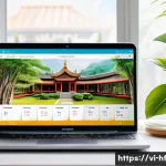 Home 19 온라인 교육 플랫폼 사용법 - A vibrant and modern Vietnamese online learning dashboard displayed on a sleek laptop screen, showin...