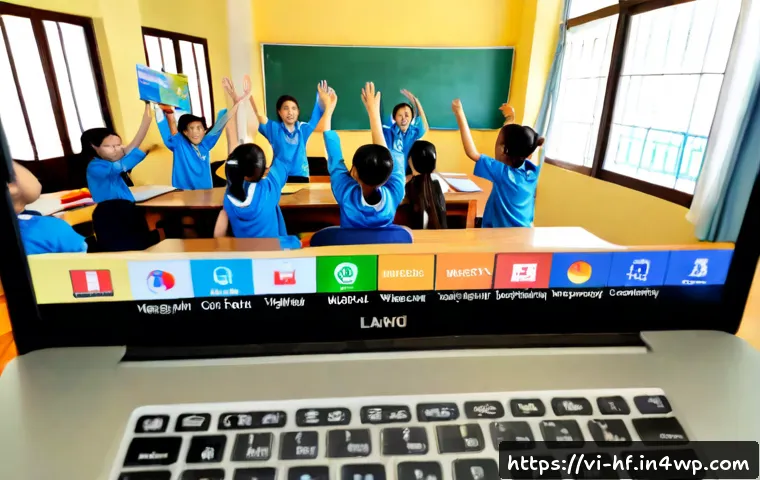 Home 15 학생의 참여를 유도하는 재미있는 온라인 수업 아이디어 - Photorealistic Vietnamese middle school students joining a lively online science quiz from home, spl...